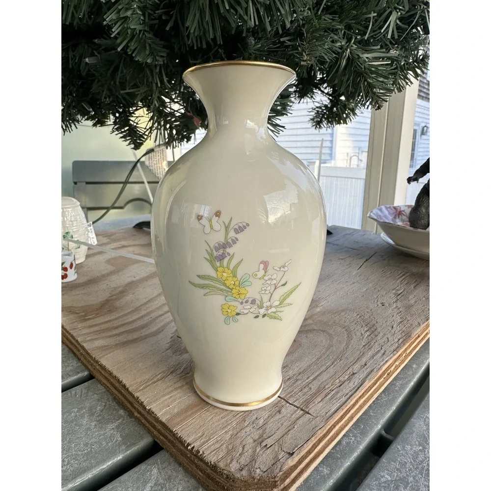 VTG Lenox Mother's Day 1984 Gold Rim Deer Family Vase Limited Edition‎